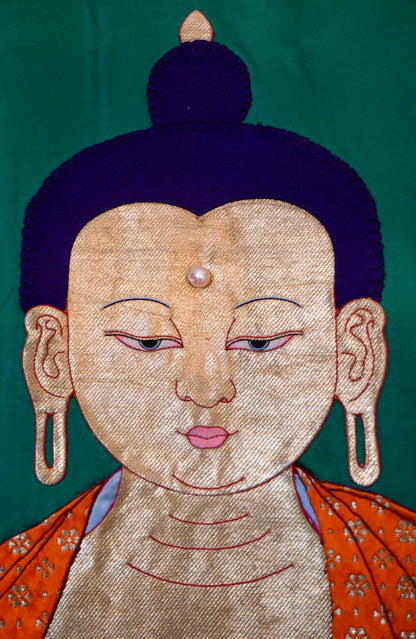 Shakyamuni Buddha — Silk Appliqué Thangka