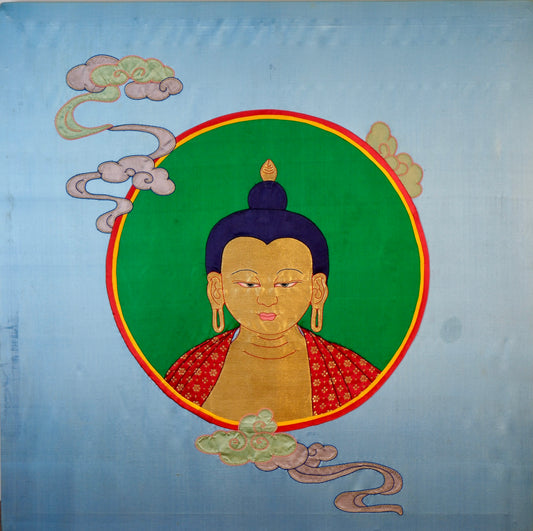 Shakyamuni Buddha — Silk Appliqué Thangka