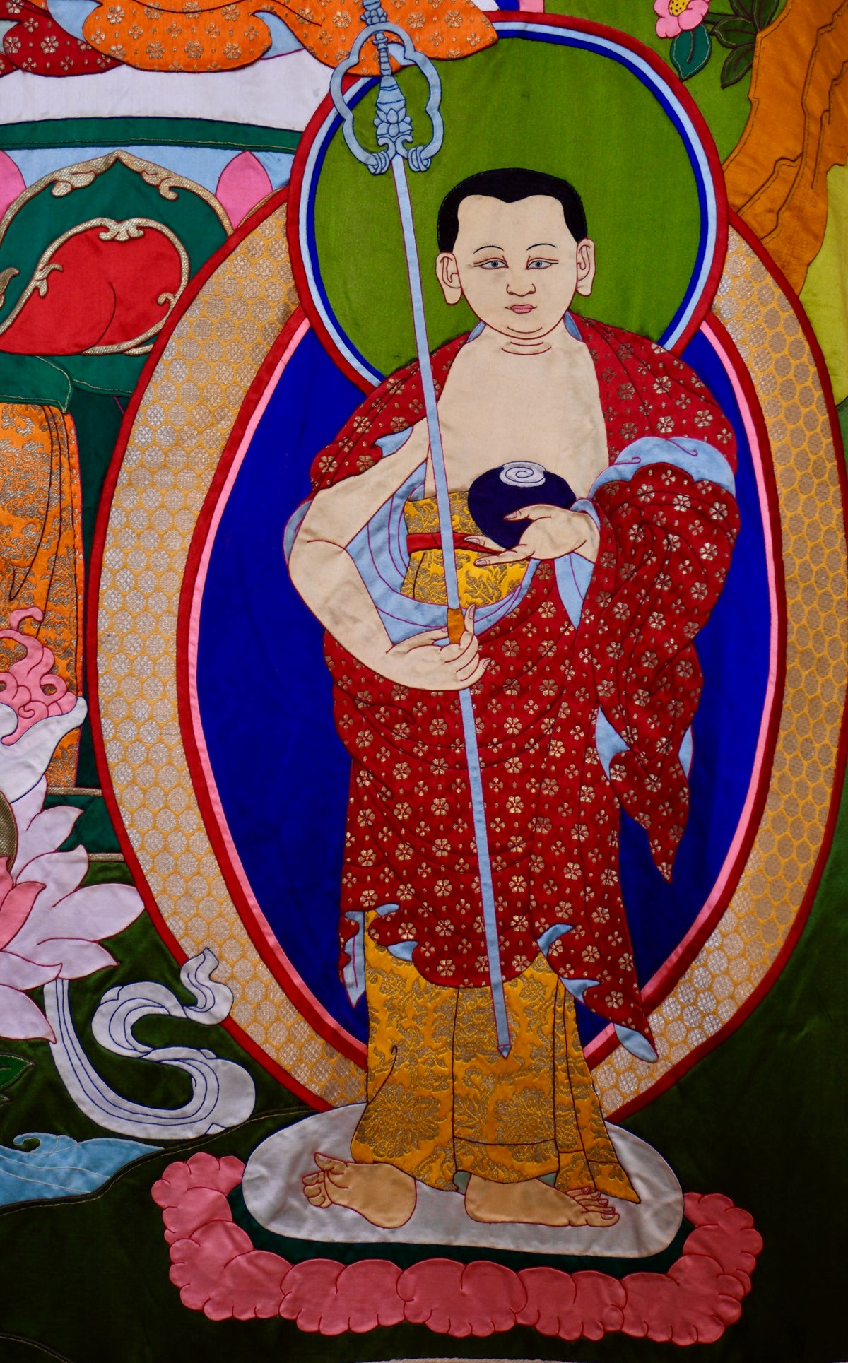 Shakyamuni Buddha — Silk Appliqué Thangka