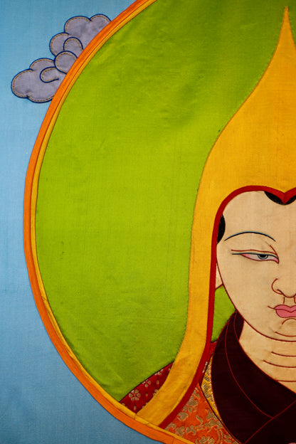 Tsongkhapa — Silk Appliqué Thangka