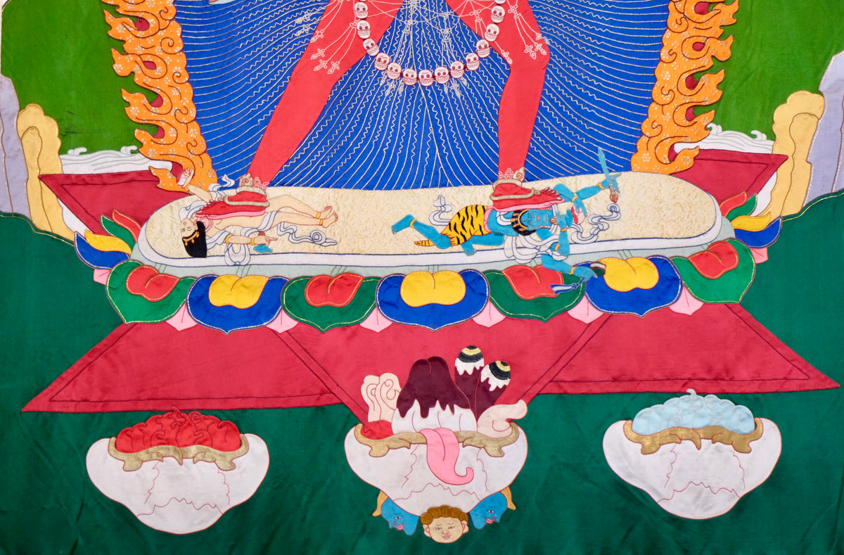 Vajrayogini — Silk Appliqué Thangka