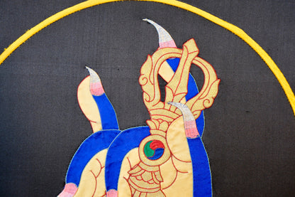Karana Mudra — Silk Appliqué Thangka