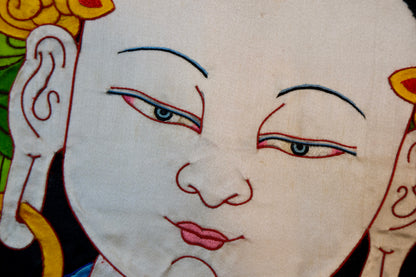 Vajrasattva — Silk Appliqué Thangka
