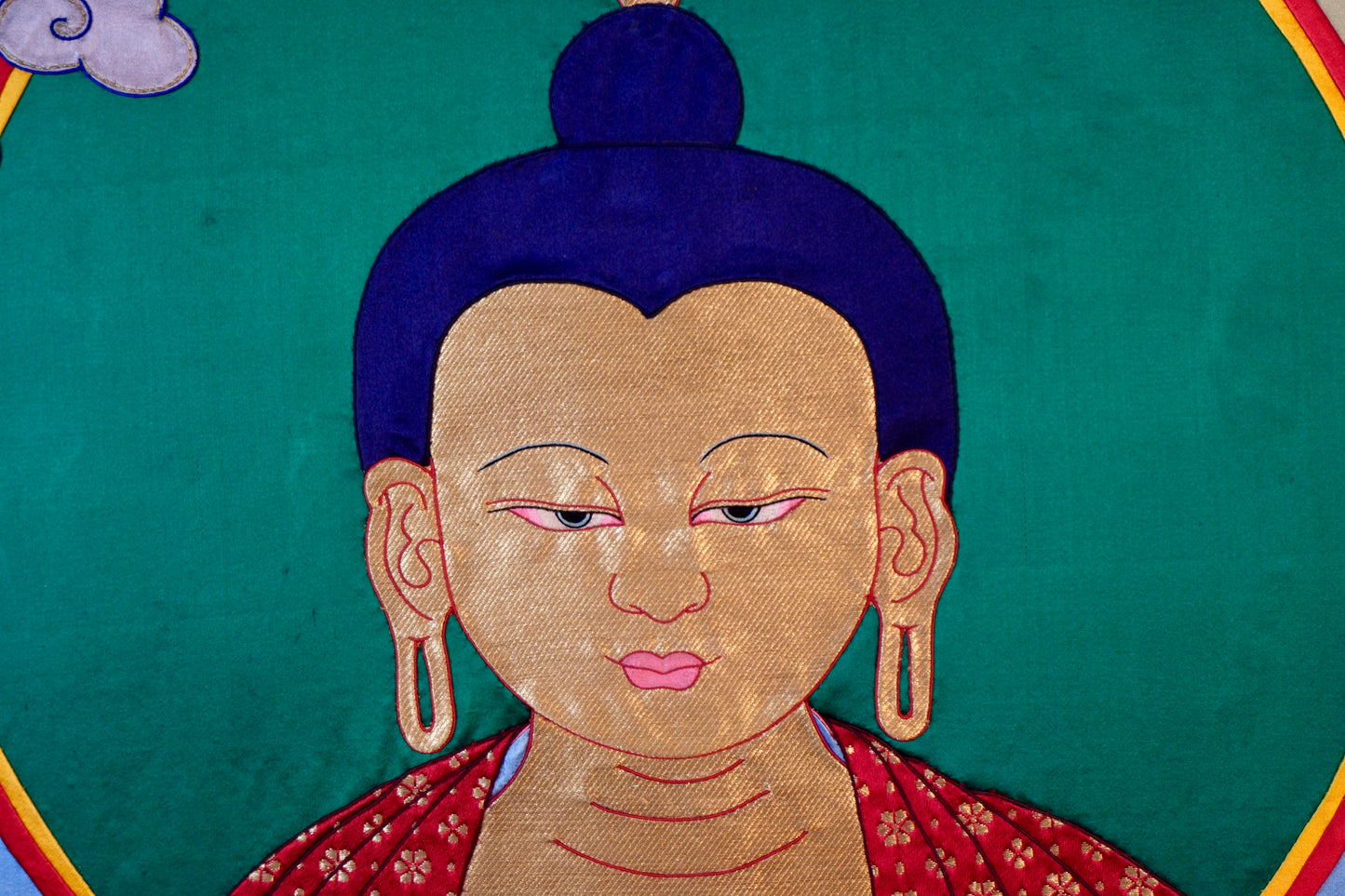 Shakyamuni Buddha — Silk Appliqué Thangka
