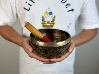 Ornamental Hand-Beaten Tibetan Singing Bowl – C4 & F6 | SB-029