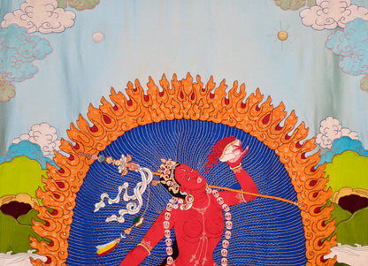 Vajrayogini — Silk Appliqué Thangka