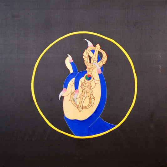 Karana Mudra — Silk Appliqué Thangka
