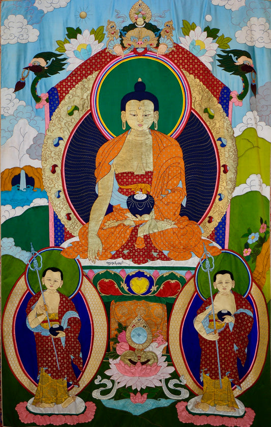 Shakyamuni Buddha — Silk Appliqué Thangka