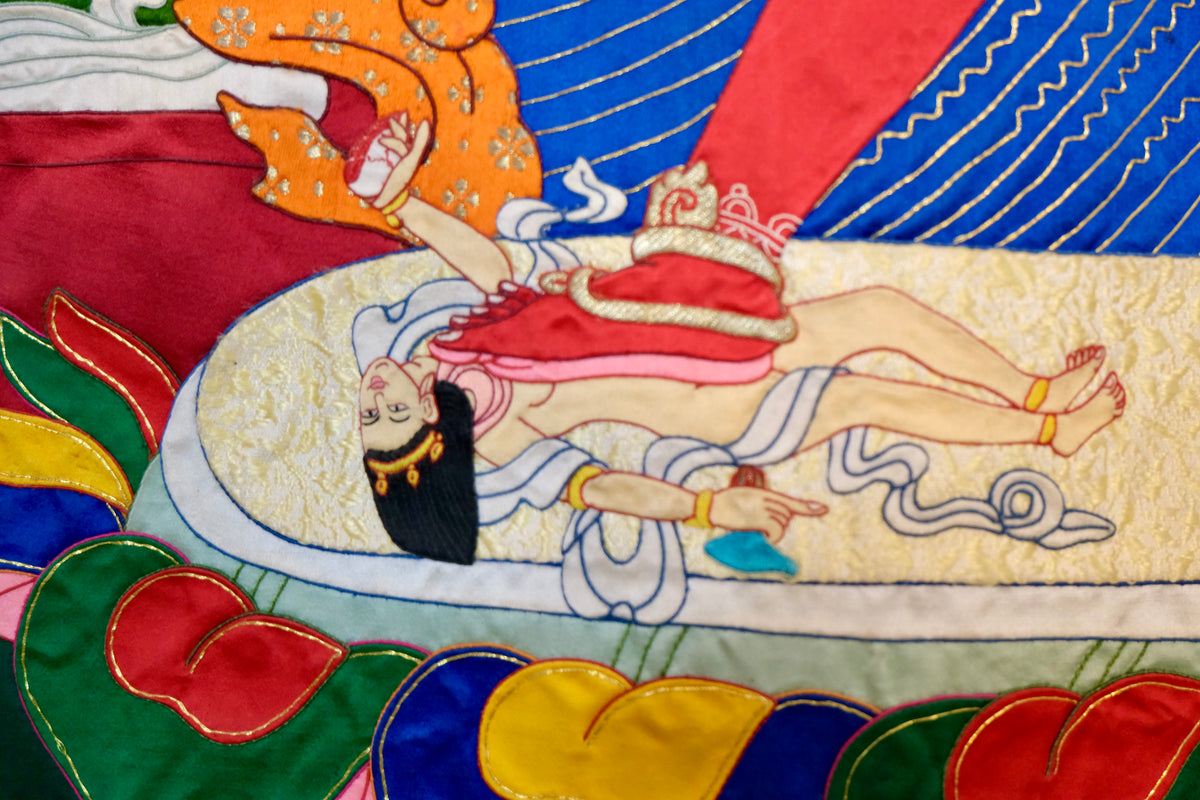 Vajrayogini — Silk Appliqué Thangka