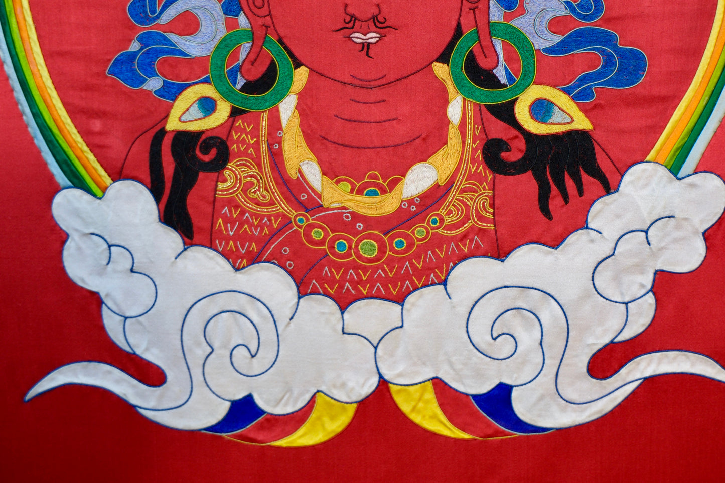 Padmasambhava — Silk Appliqué Thangka
