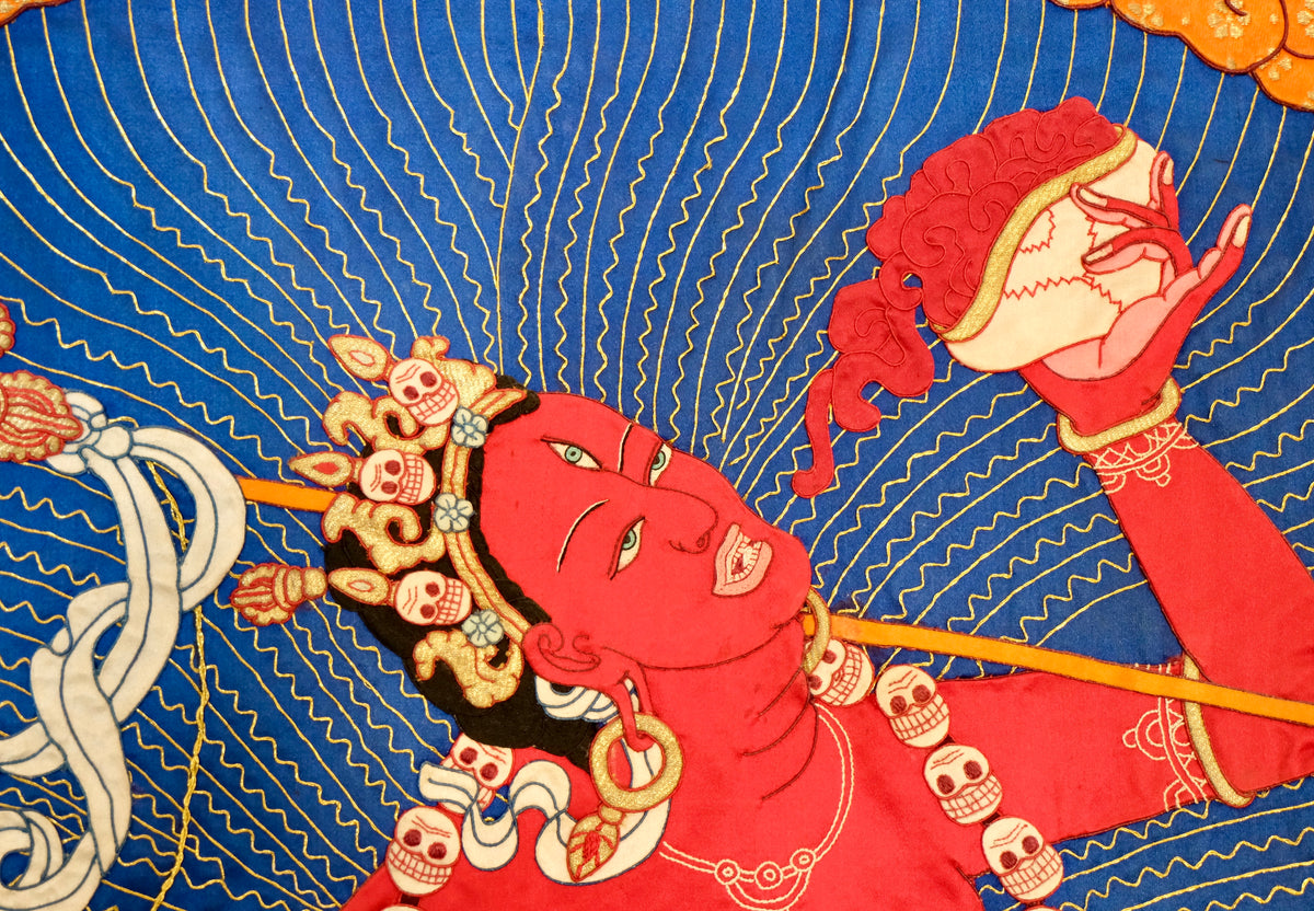 Vajrayogini — Silk Appliqué Thangka