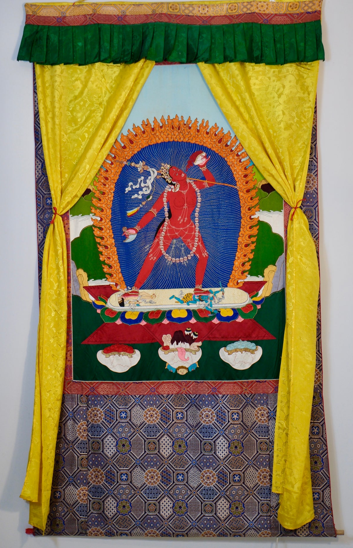 Vajrayogini — Silk Appliqué Thangka