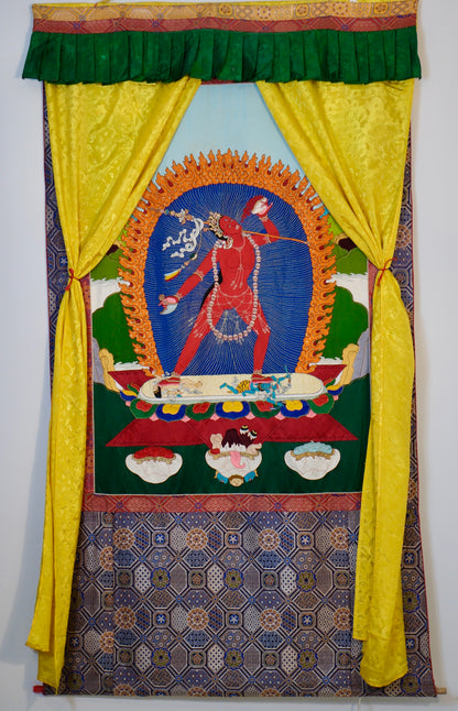 Vajrayogini — Silk Appliqué Thangka