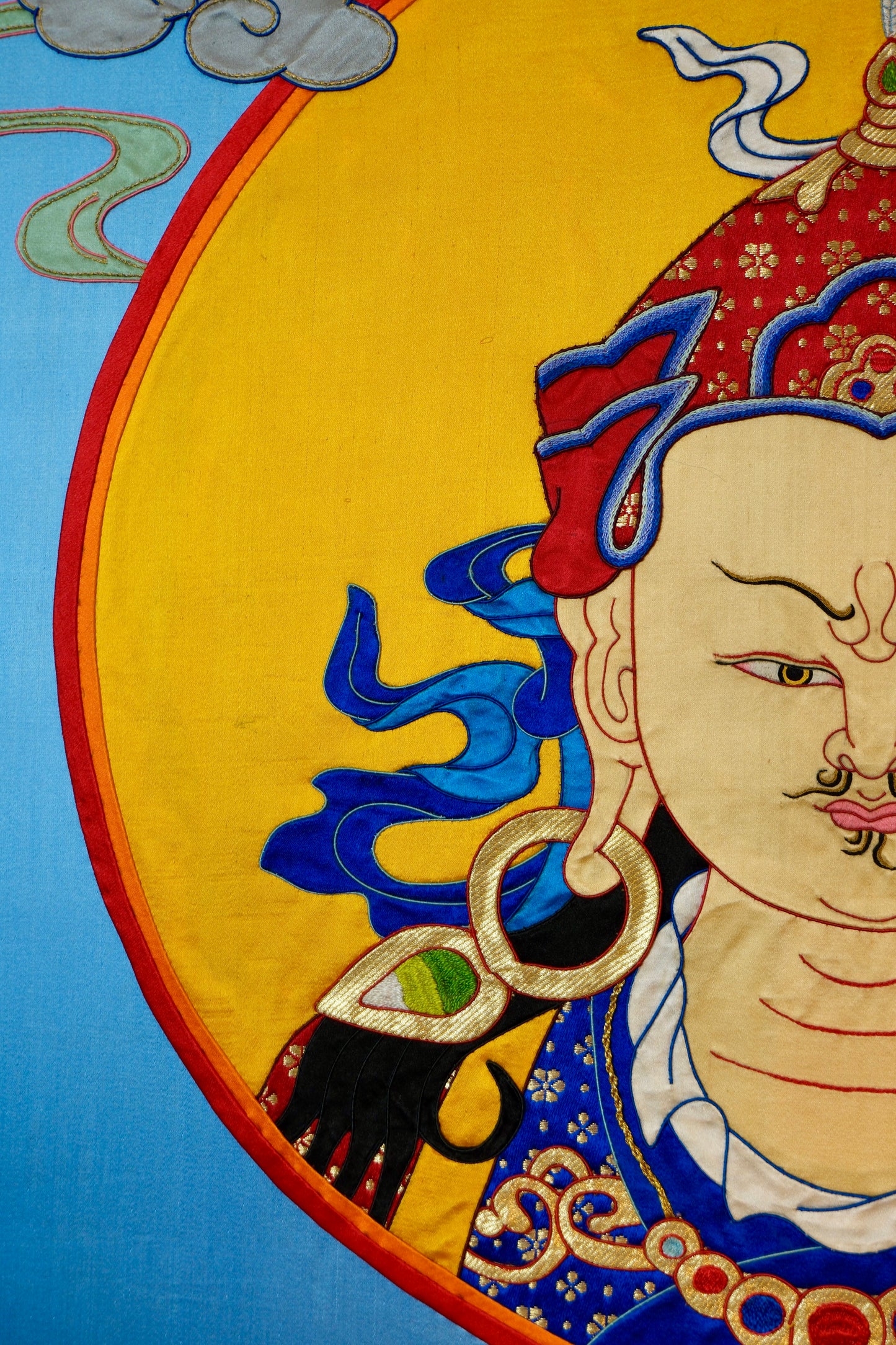 Padmasambhava — Silk Appliqué Thangka