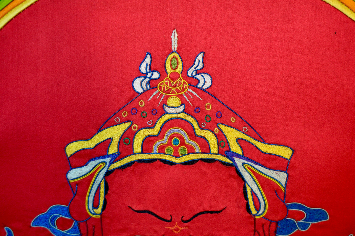 Padmasambhava — Silk Appliqué Thangka