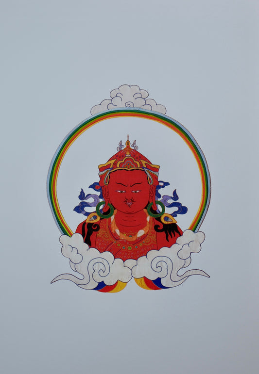 Guru Rinpoche Padmasambhava portrait Tibetan Buddhist art print from original silk appliqué thangka