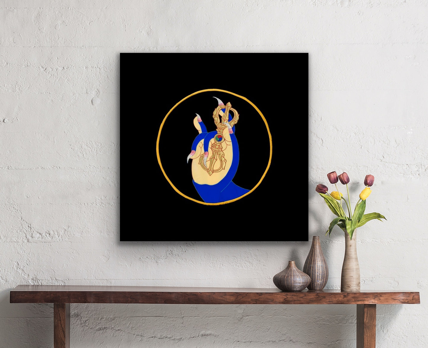 Karana Mudra — Silk Appliqué Thangka