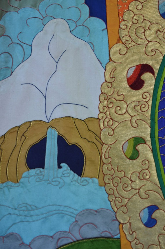 Shakyamuni Buddha Silk Applique Thangka