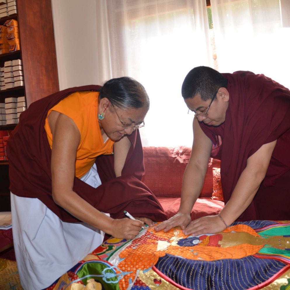 Shakyamuni Buddha Silk Applique Thangka