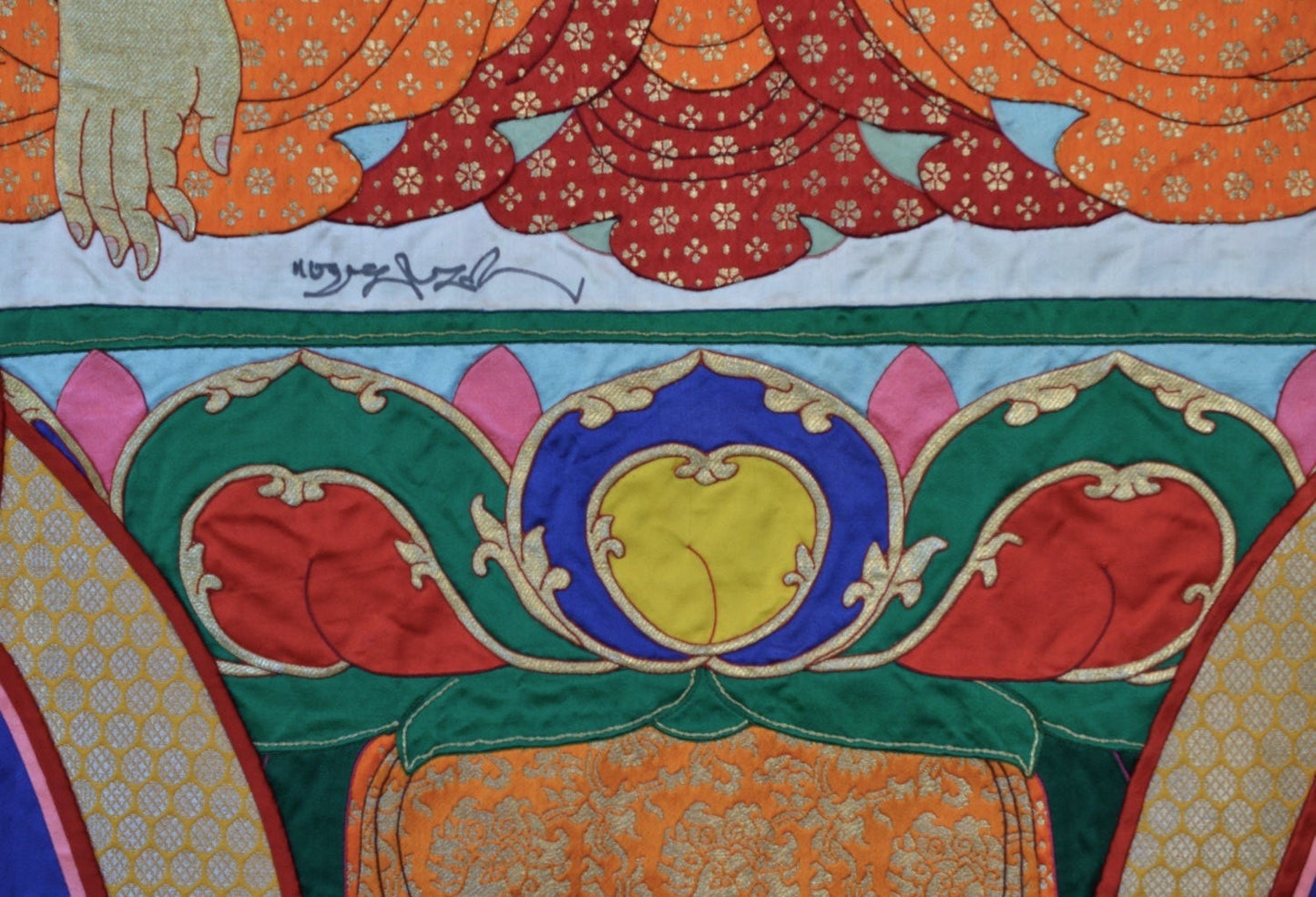 Shakyamuni Buddha Silk Applique Thangka