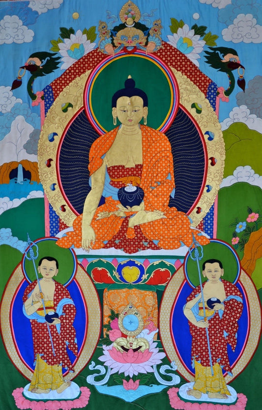 Shakyamuni Buddha Silk Applique Thangka