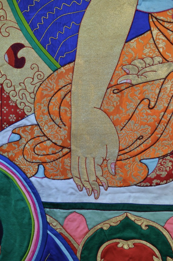 Shakyamuni Buddha Silk Applique Thangka