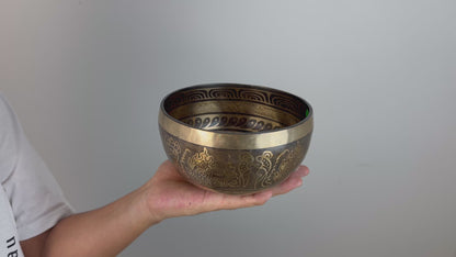 Ornamental Hand-Beaten Tibetan Singing Bowl – C4 & F6 | SB-029