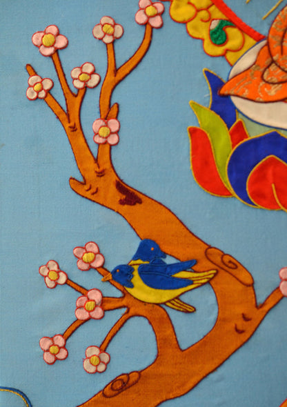Tsongkhapa — Silk Appliqué Thangka