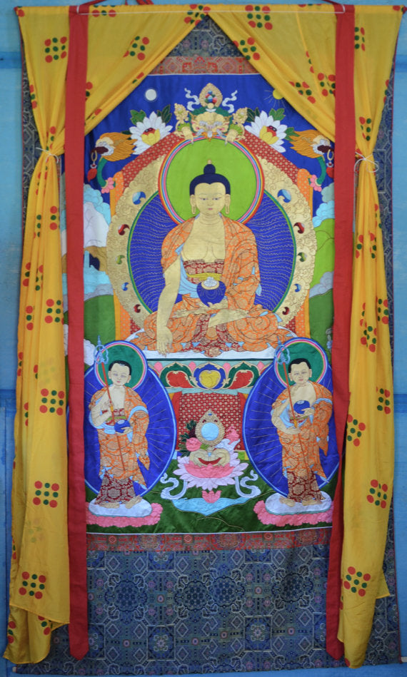 Shakyamuni Buddha Silk Applique Thangka